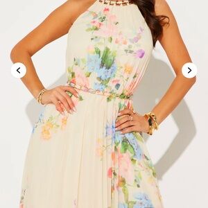 Fashion Nova Floral Maxi Dress - Cream, Pink, Blue